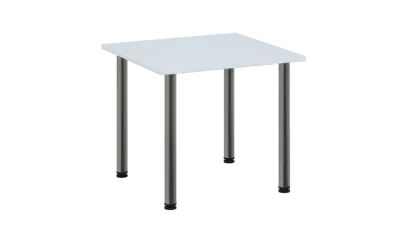 CRTR 80 jídelní stůl, kovová podnož chrom, deska 25 mm, 800x800 mm, bílá